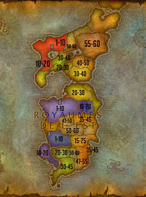 wow classic zones by level horde.